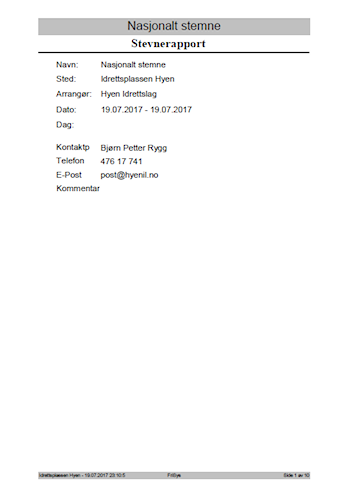 Resultatliste Nasjonalt stemne 19/7-2017.